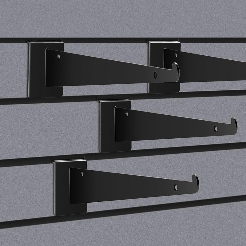 ALISWAT 10Pcs Heavy Duty Slatwall Knife Shelf Bracket, 8 inch Metal Shelf Bracket for Slat Wall, Black Slatwall Accessories with Lip, Gridwall Brackets Hooks for Slatwall Panels Shelf Display Home Commercial - Image 5